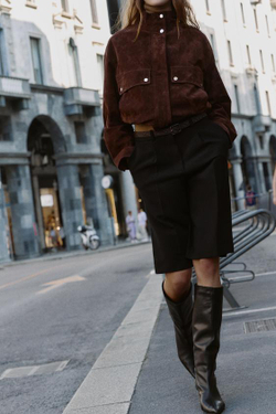 ZARА ДЛИННЫЕ БЕРМУДЫ С РЕМНЕМ, ЧЕРНЫЙ