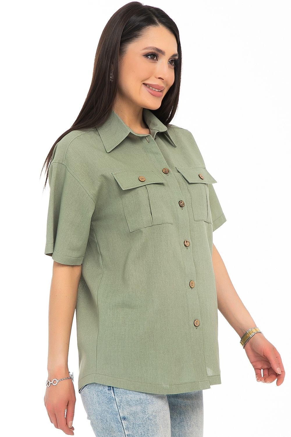 Рубашка Отличная (лён, оливка) Diolche