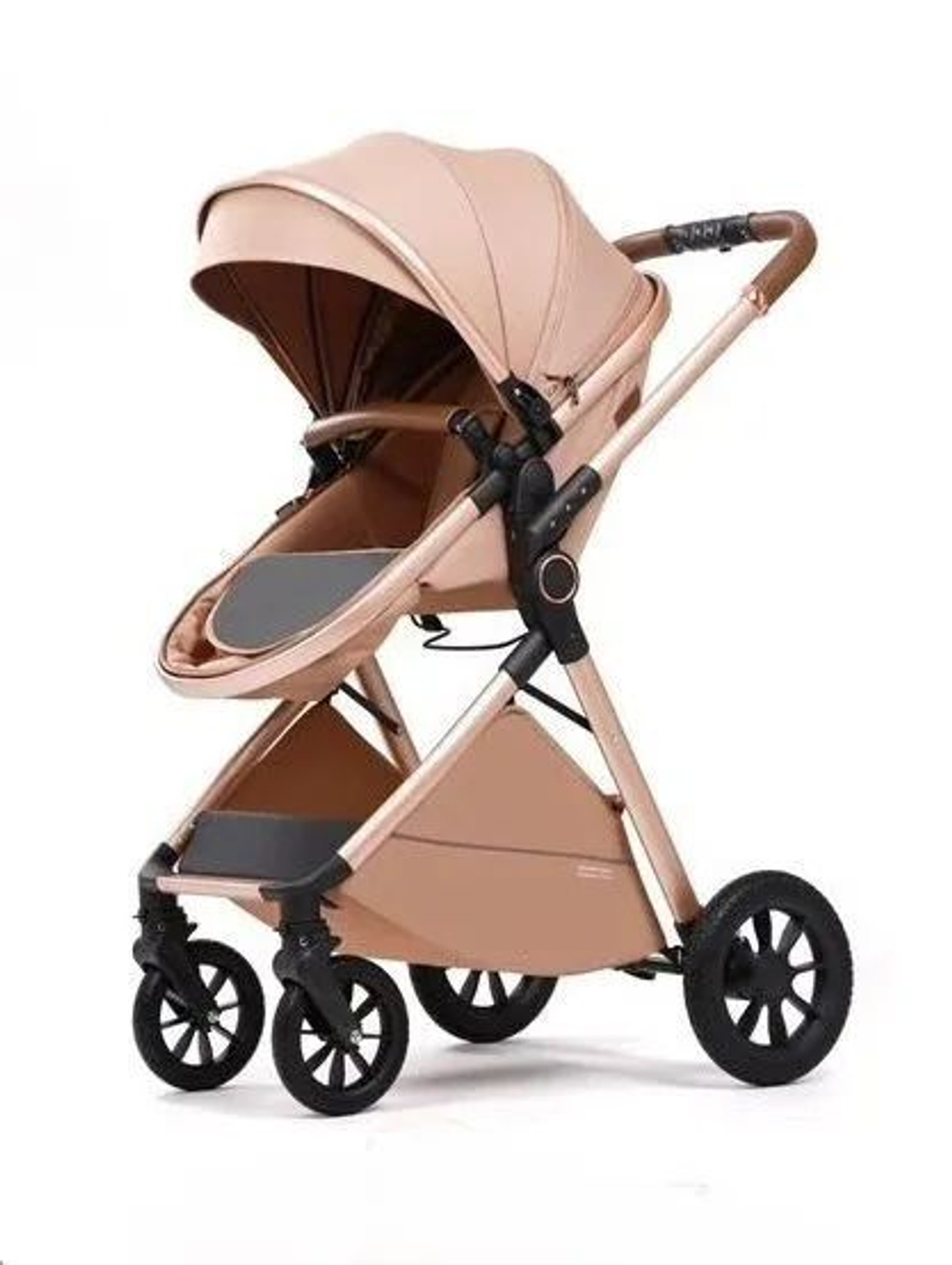 Коляска-трансформер 2в1 Luxmom V2 (V8+C), коричневый цвет