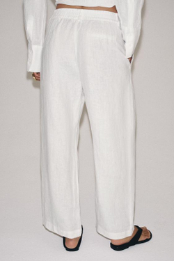ZARA БРЮКИ ИЗ ЛЬНА СО СКЛАДКАМИ — ZW COLLECTION, БЕЛЫЙ