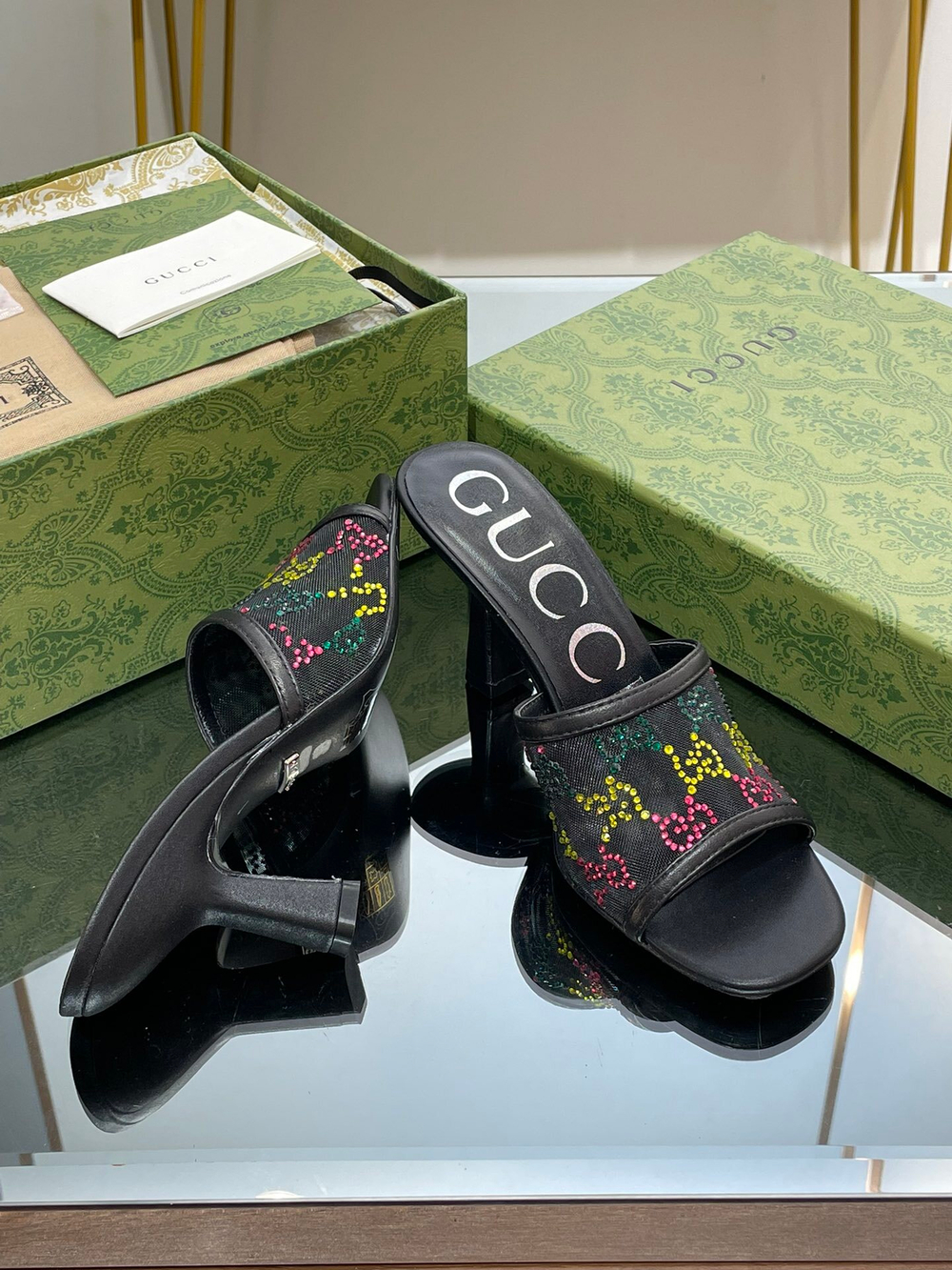 Gucci GG Mid-Heel Slide Sandal 7.5 cm