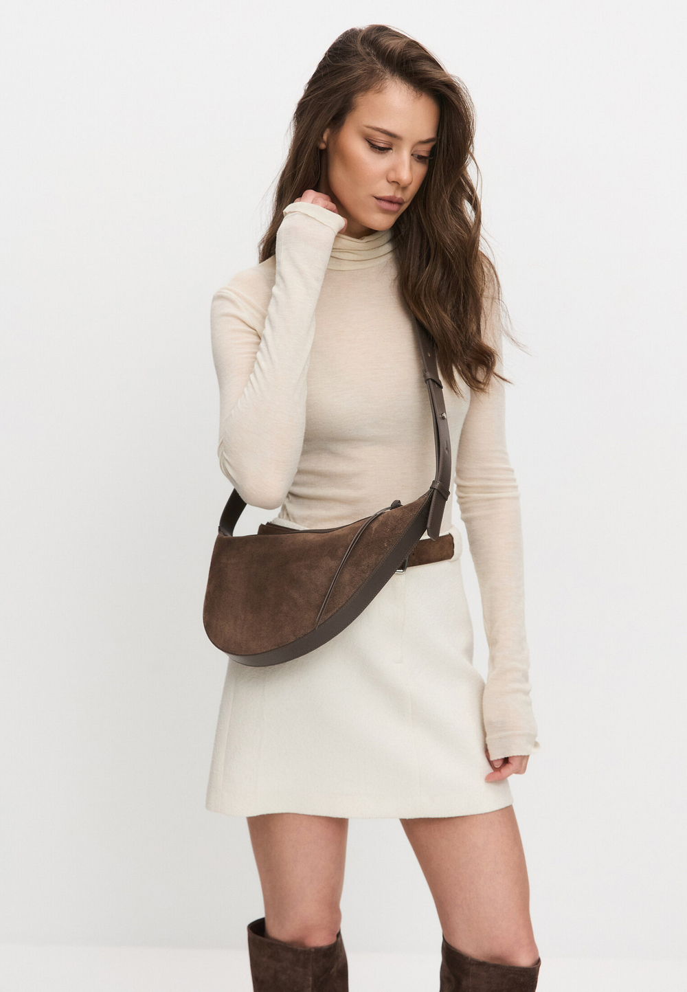 Кроссбоди VALENTINA замша трюфель