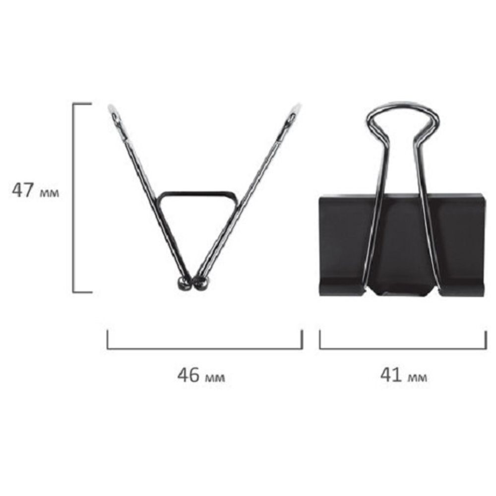 Зажим для бумаг 41мм, 12шт/упак, чёрный, Staff