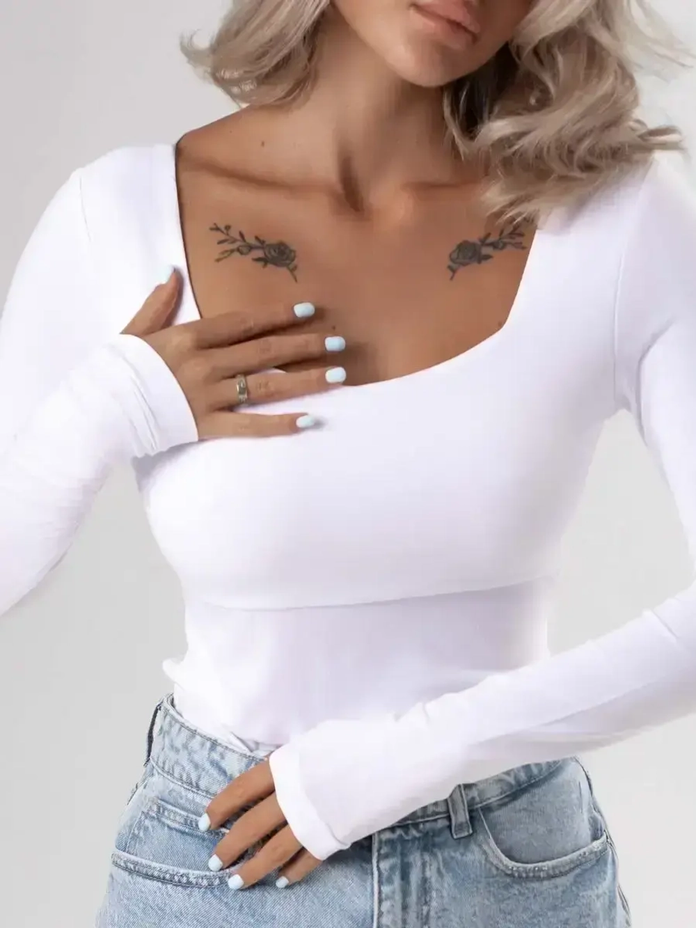 Лонгслив облегающий трикотажный