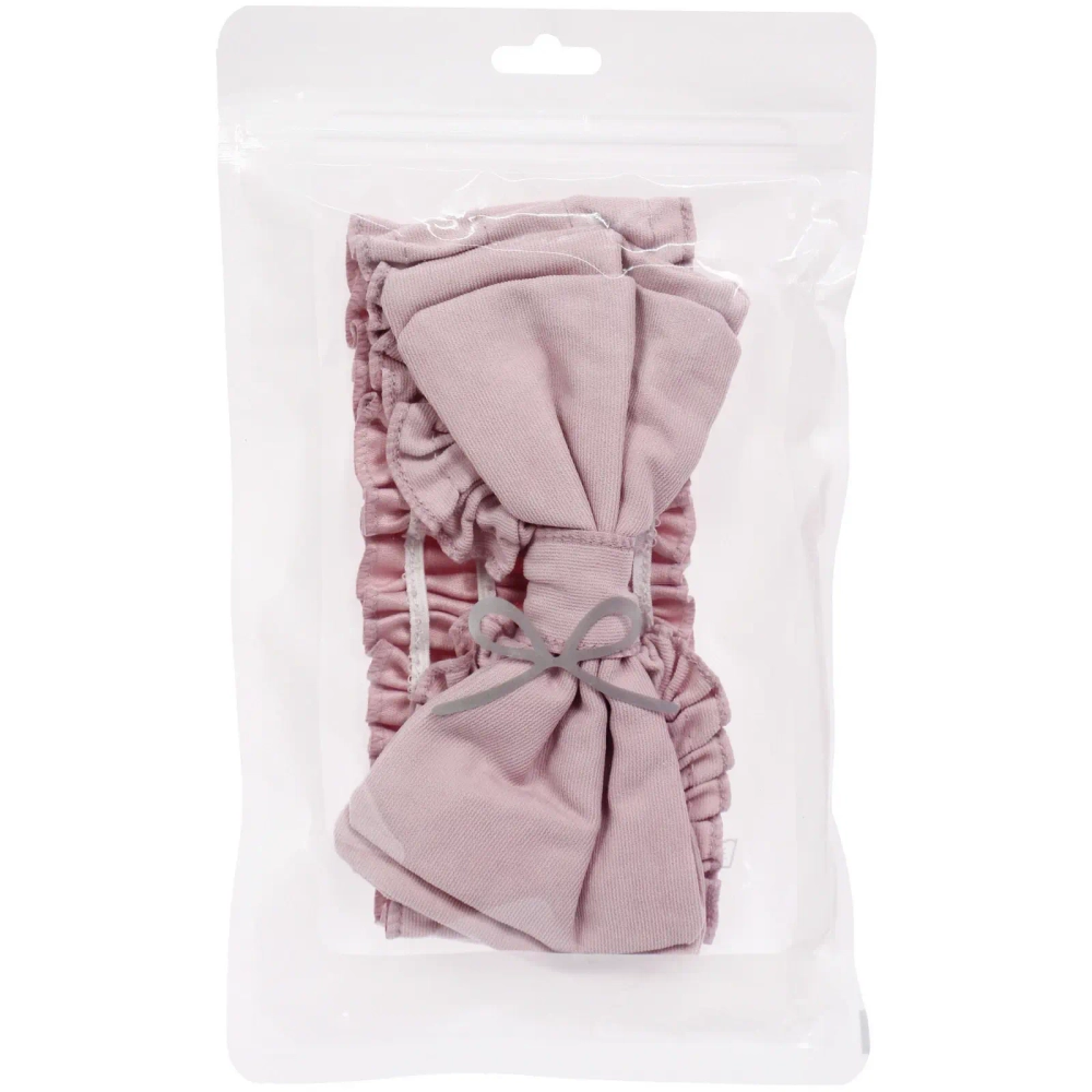 Повязка на голову косметическая «ДАЙМОНД РУШ», бантик, цвет белый, пудровый, небесный и лиловый, 20*7см (ZIP пакет)