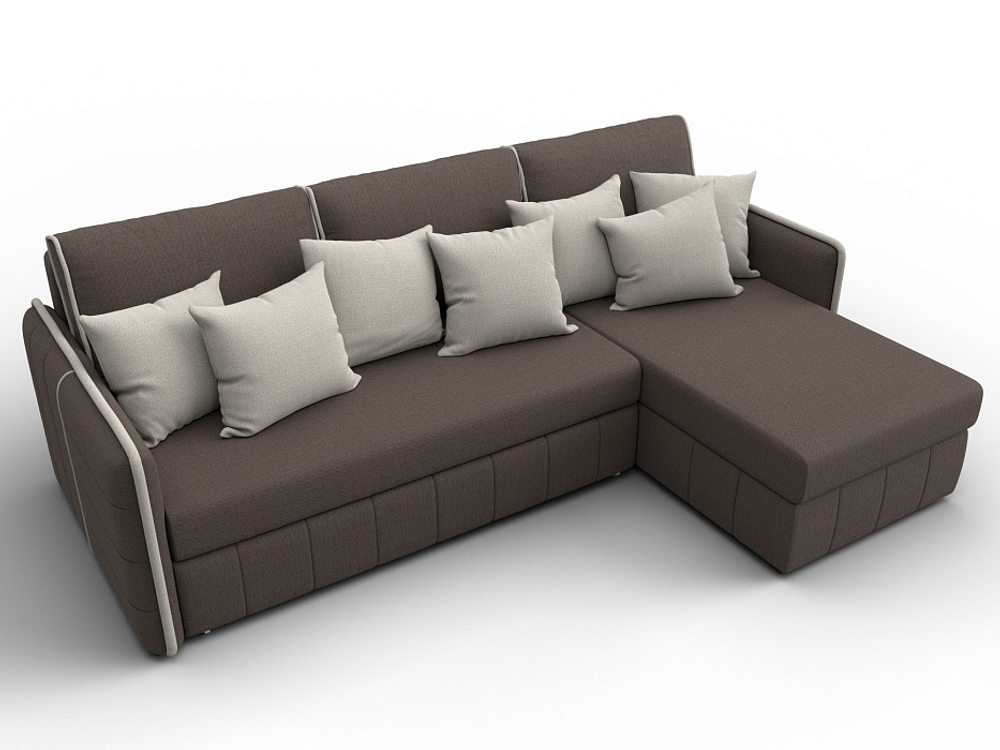 Диван угловой Лига-078 угол универсальный РОГОЖКА Амур 05 коричневый Амур 02 бежевый