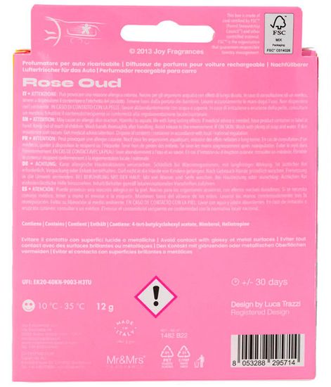 Роза и уд, ароматизатор для автомобиля NIKI BAROCCO розовое золото, Mr&Mrs Fragrance