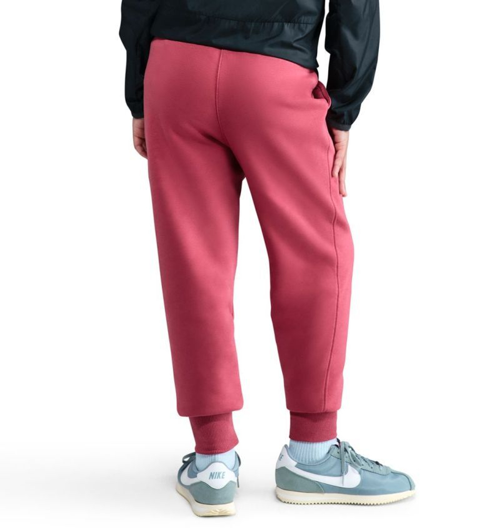 Брюки для девочки теннисные Nike Kids Sportswear Club Fleece High-Waisted Fitted - sweet beet/white