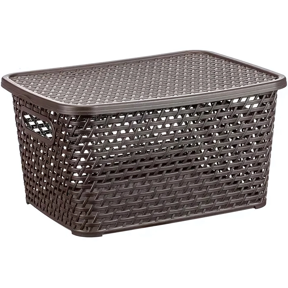 Ящик РОТАНГ с крышкой 23л 450х265мм коричневый ротанг