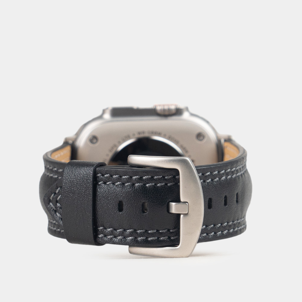 Ремешок для Apple Watch Ultra 49mm из кожи теленка, черного цвета