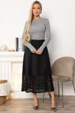 Юбка с кружевом Элегия (черная) Ю14913-10М LT Collection
