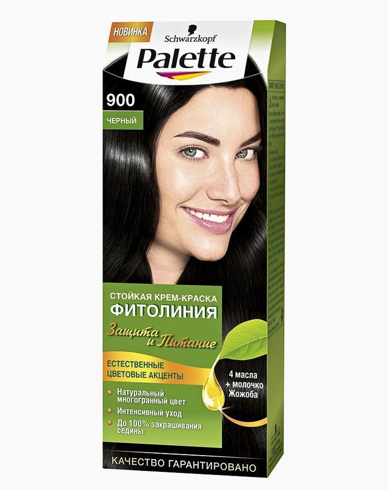 Palette Крем-краска для волос Фитолиния, стойкая, тон №900, Черный, 110 мл