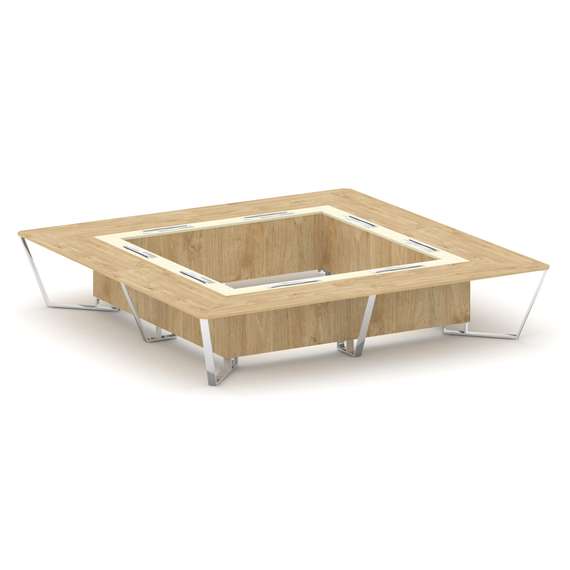 Steel Meet Стол переговорный квадратный MM-PR.B.SP-20K2 Тиквуд Светлый/Ваниль Глянец/Нержавеющая Ста