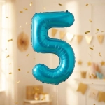 Шар фольгированный 32'/81см «Цифра «5» (голубой)