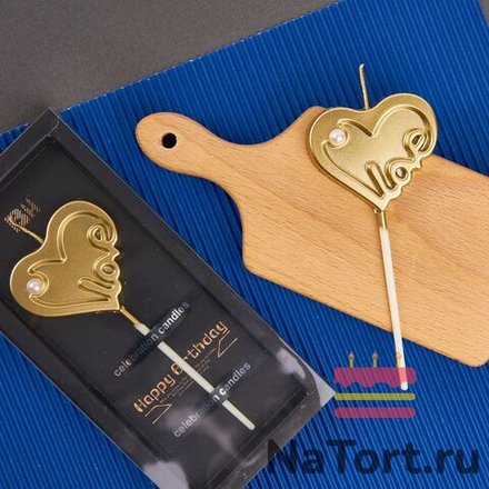 Свеча для торта «Сердце», 8 см