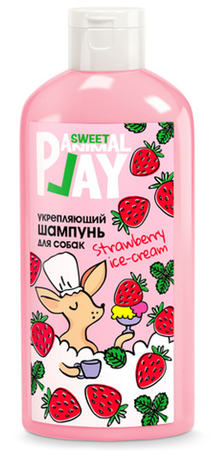 Animal Play 300мл Sweet Шампунь укрепляющий для кошек и собак с ароматом клубничного мороженого