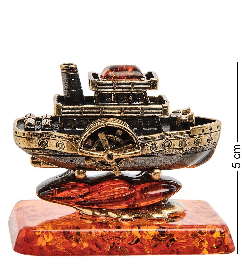 Народные промыслы AM-3011 Фигурка «Пароход» (латунь, янтарь)