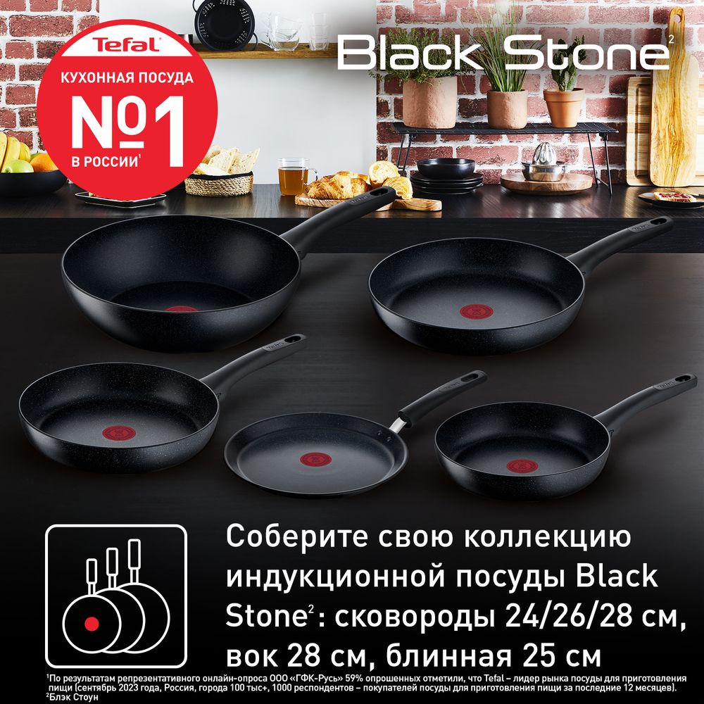 Сковорода для блинов Tefal Black Stone 25 cм G2813872
