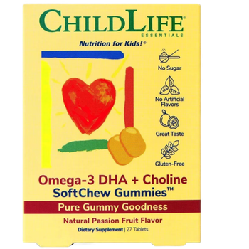 ChildLife Essentials, Омега-3 27 SoftChew Gummies, со вкусом маракуйи