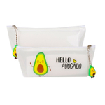 Пенал - косметичка Alingar, ПВХ, молния, брелок, 200 х 80 х 45 мм, "Авокадо", микс (бел,фиолет,зелен,роз,голуб)