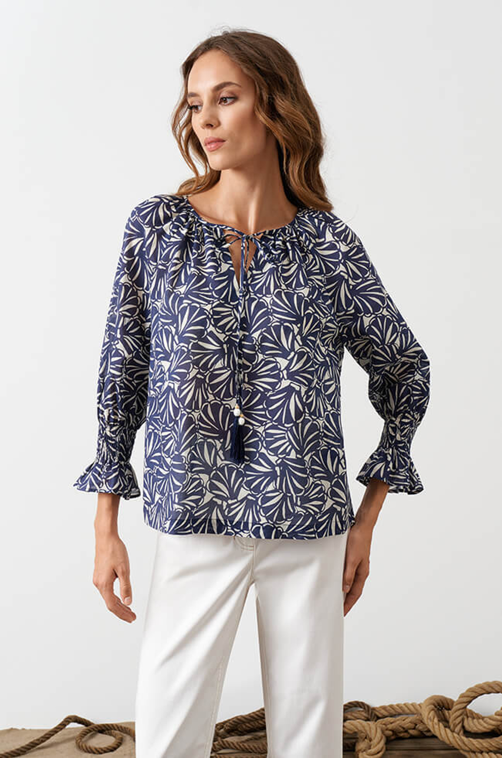 22988 Блузка женская (синий принт)