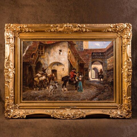 Винтаж: Антикварная картина «Прощание»