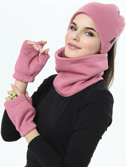 Шапка бини с начесом для хвоста, дред и кос