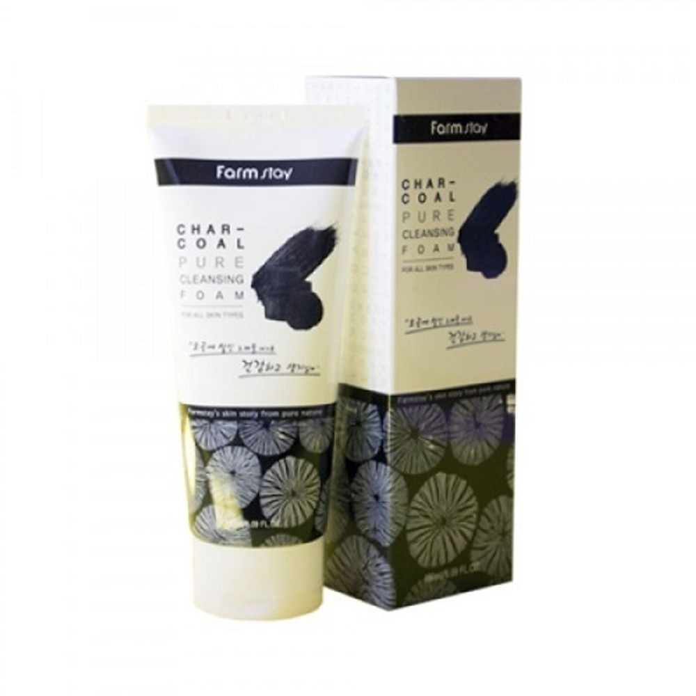 Пенка очищающая с древесным углем FarmStay Charcoal Pure Cleansing Foam 180мл