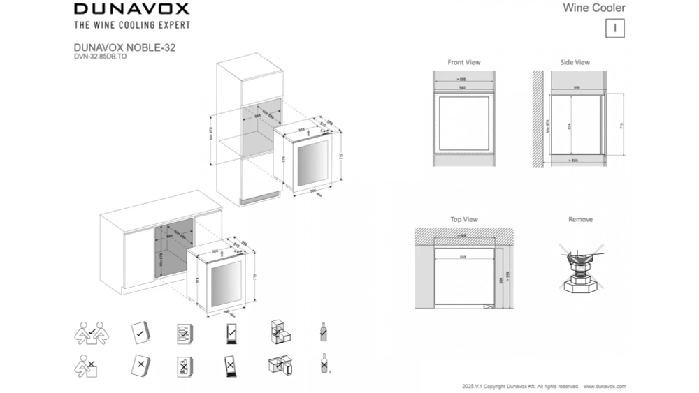 Встраиваемый винный шкаф Dunavox DVN-32.85DB.TO