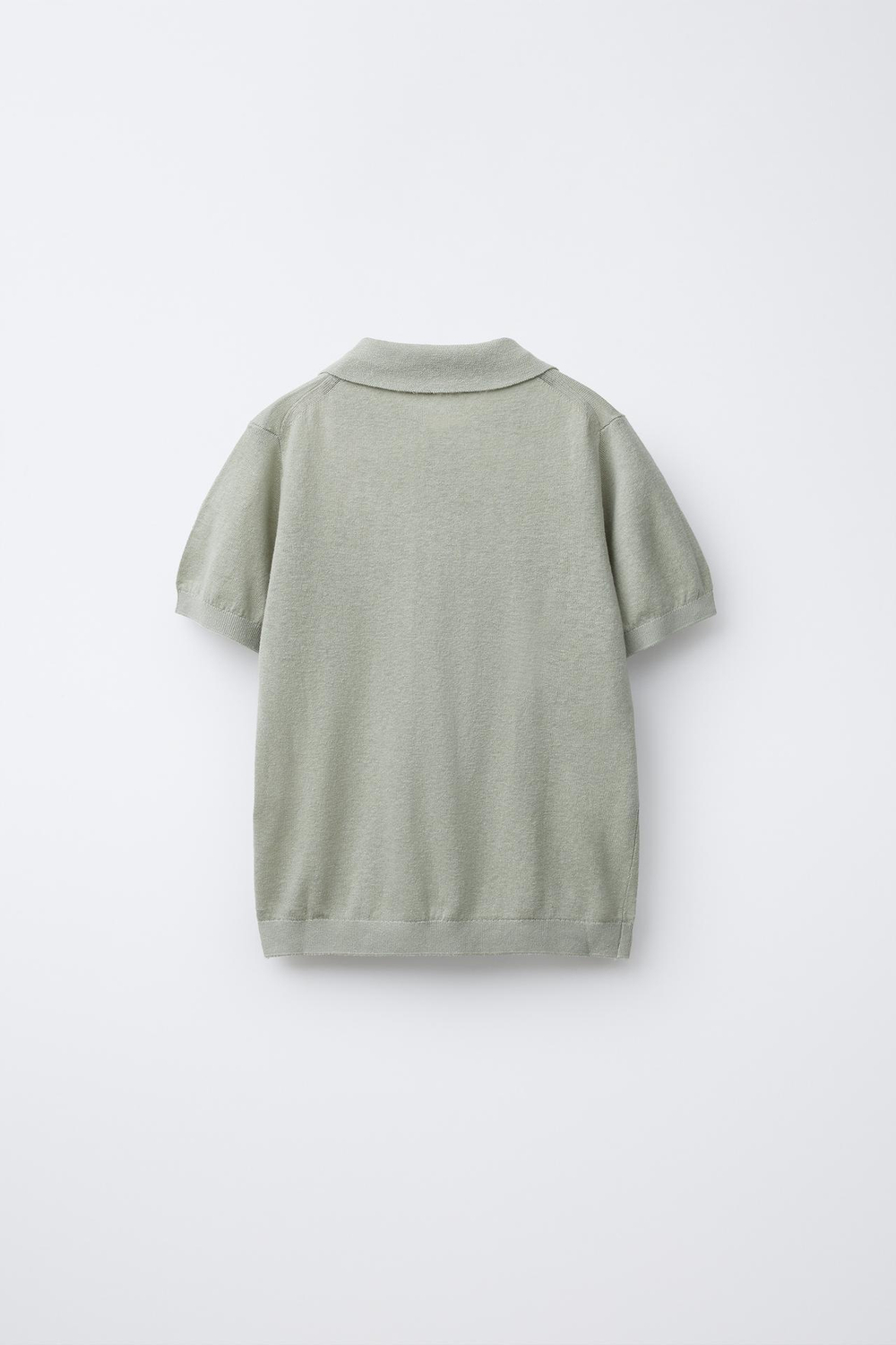 ZARA ПОЛО ИЗ ХЛОПКА И ЛЬНА, ЗЕЛЕНЫЙ