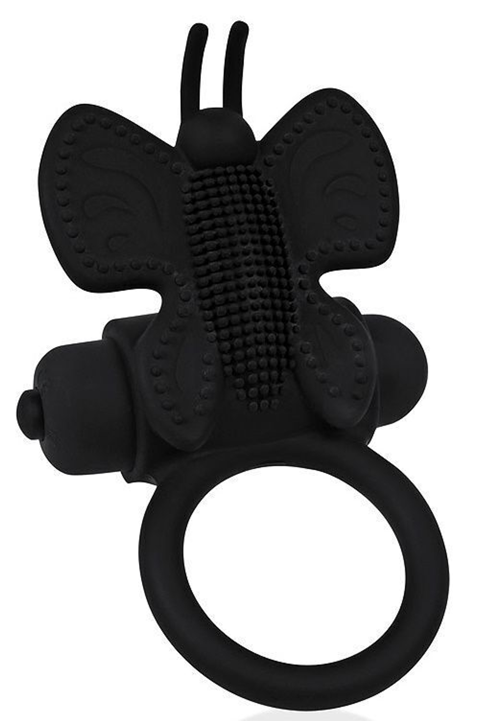 Черное эрекционное виброкольцо-бабочка (Цвет: черный)