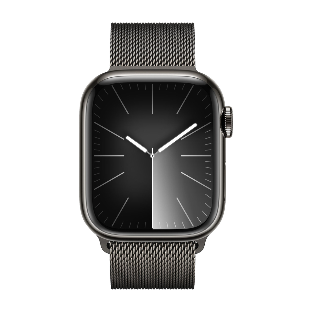 Apple Watch 9 45mm Graphite Stainless Steel Case with Milanese Loop