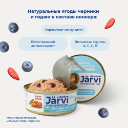 Jarvi монопротеиновые полнорационные консервы для собак и щенков всех пород с 3-х месяцев, Лосось, 325г.