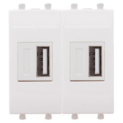 USB зарядное устройство модульное, "Avanti", "Белое облако", 2 модуля