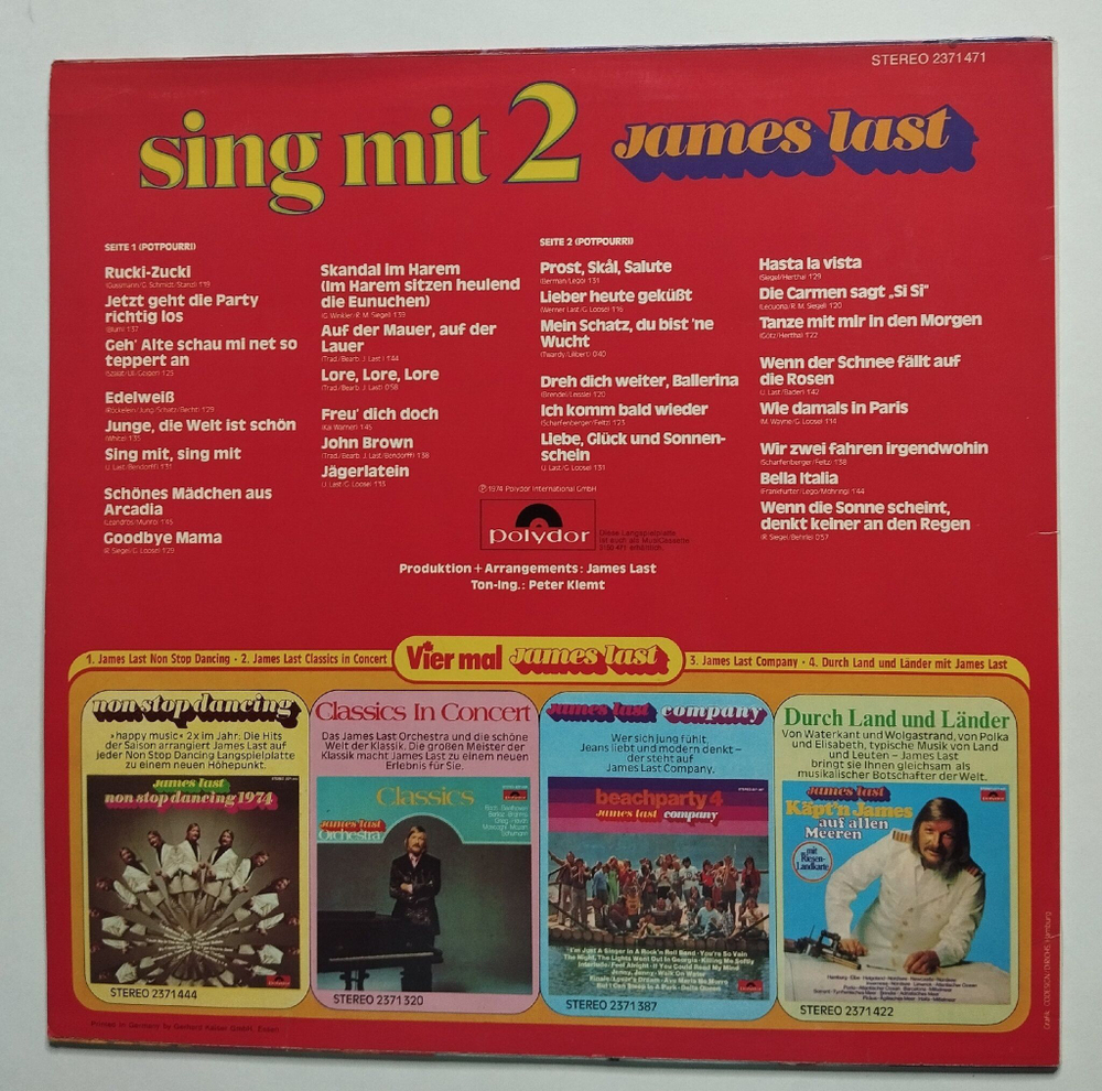 Винтажная виниловая пластинка LP James Last Sing Mit 2 (Germany 1974)