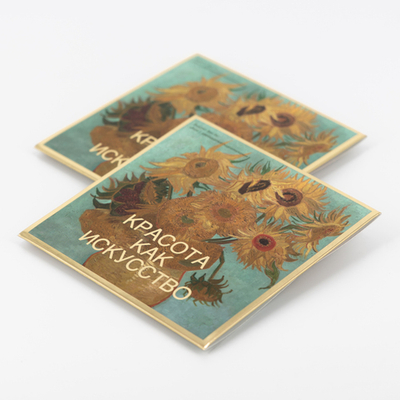 Салфетка для полировки. Серия "Красота как искусство". Винсент Ван Гог. Ваза с 12 подсолнухами, 10х10 см