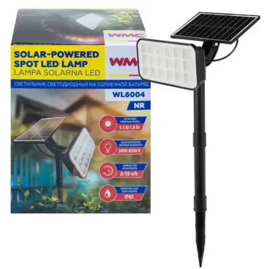 Светильник светодиодный на солнечной батарее (1800мАч, 72 светодиода SMD) WMC TOOLS WMC-WL6004 NR