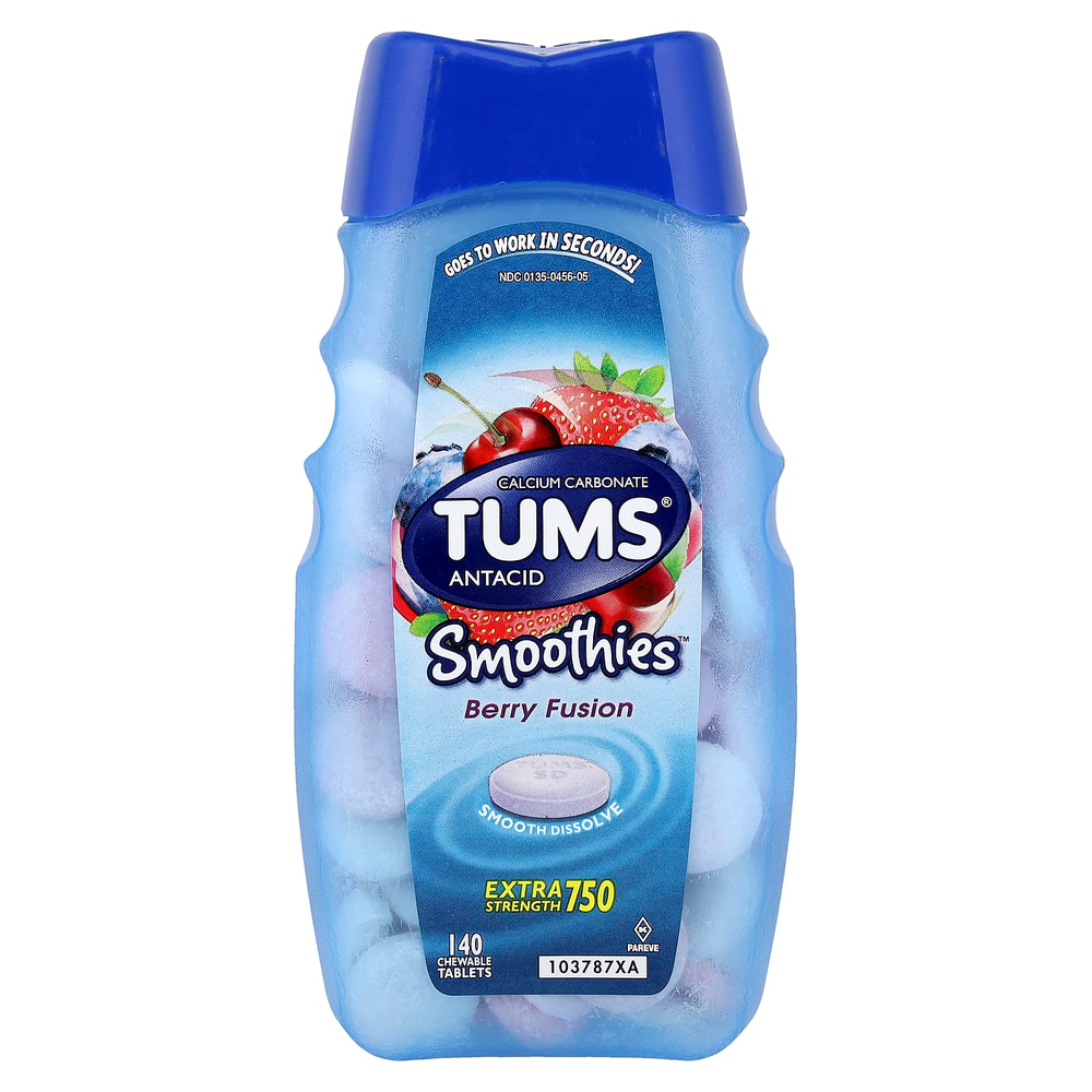 Tums, антацид, ягодное смузи, 140 жевательных таблеток (750 мг в 1 таблетке)
