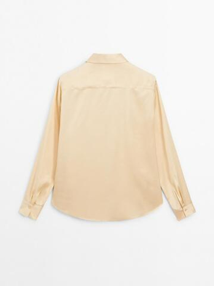 Massimo Dutti Рубашка из струящегося атласа, ванильный