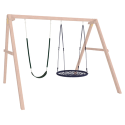 Деревянные неокрашенные качели с качелями гнездо 100 см и гибкими качелями