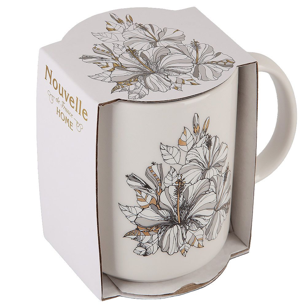 Кружка "Floristry" v=380мл (фарфор) (картонная цветная лента)