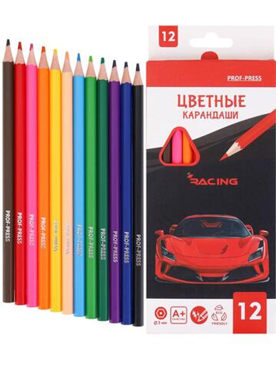 Карандаши 12цв. "Красное авто" пластик, гриф.d=3,0мм. (Проф-Пресс)