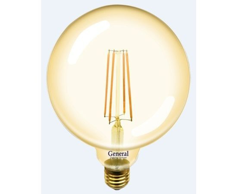 Лапочка General LOFT шар G125S E27 10W 2700K 2K 125x165 филамент (нитевид) золотая 655310, 1 шт.