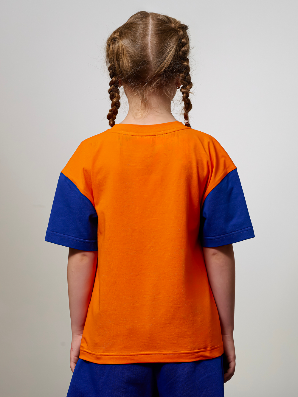Футболка детская оранжево-синяя