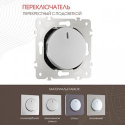 Выключатель перекрестный одноклавишный с подсветкой без рамки Arte Milano 202 202.35-1.silver