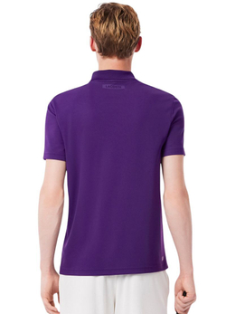 Мужское теннисное поло Lacoste Ultra Dry Printed Slim Fit - purple plum