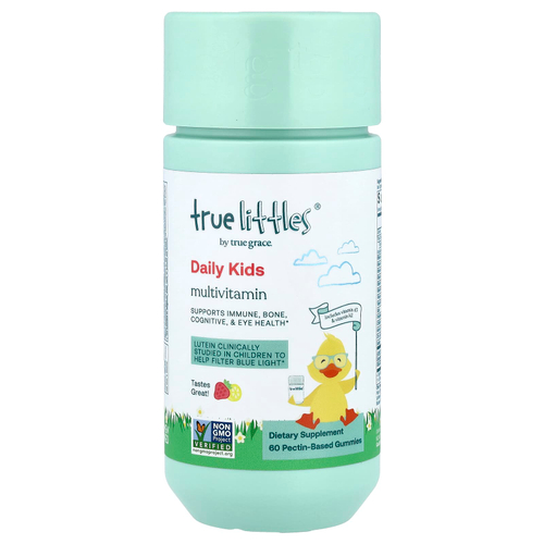 True Grace, True Littles®, Daily Kids, жевательные мультивитамины, со вкусом клубники и лимона, 60 жевательных таблеток на основе пектина