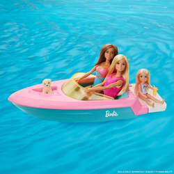Barbie Кукла Барби в купальнике с лодкой, спасательным жилетом и щенком GRG30