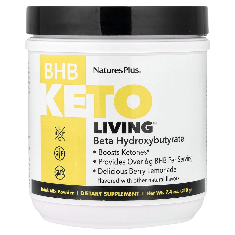 NaturesPlus, BHB Keto Living™, вкусный ягодный лимонад, 210 г (7,4 унции)