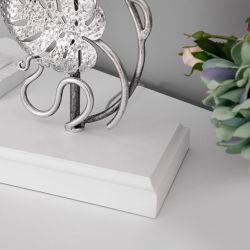 Настольная лампа Monstera Deliciosa (Монстера) Айс Античное серебро с абажуром Сити Кремовый